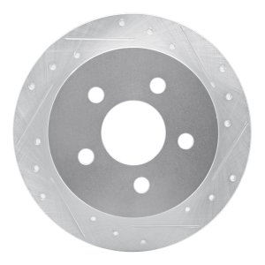 Buick Regal Brake Rotor (1) - Rear Right - R1 Concepts - Drilled & Slotted - Silver - `97-`05